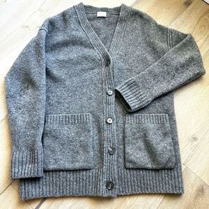 Aritzia Grey Merino Wool Cardigan Sweater